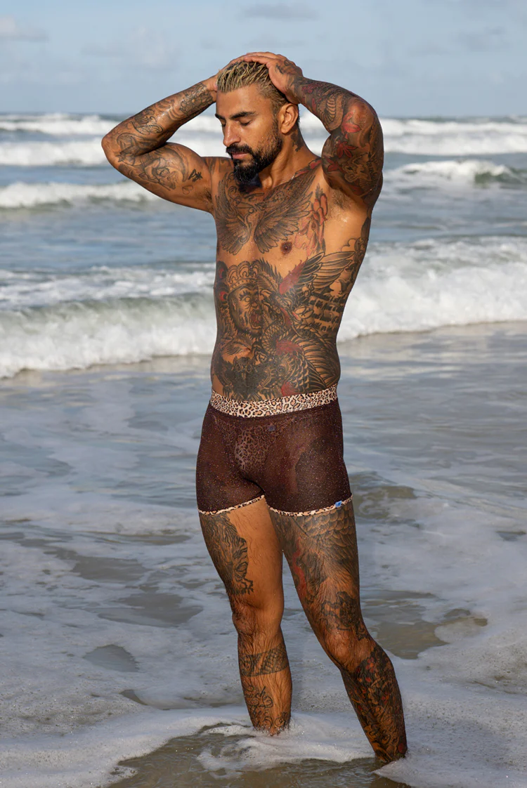 California Kiss 008 Aruba Shorts Chocolate & Leopard - Image 8