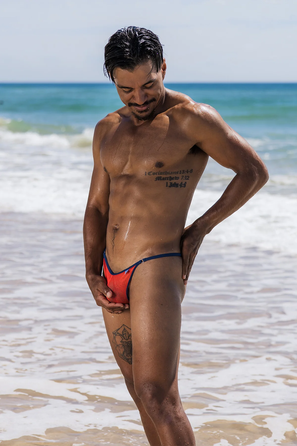 Micro Mesh 004 Cable Beach Thong Coral Midnight
