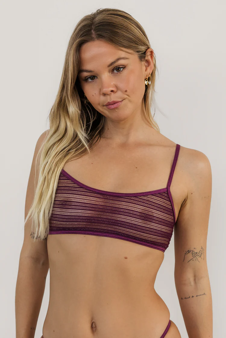 Seductive Stripe 1221 Crop Bra Plum - Image 2